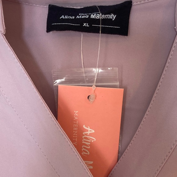 Sleeveless Mauve Tunic with Belt maternity - Picture 2 of 4